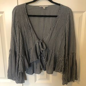 AE Gingham tie front top